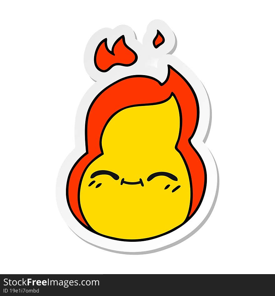 sticker cartoon of cute kawaii fire flame