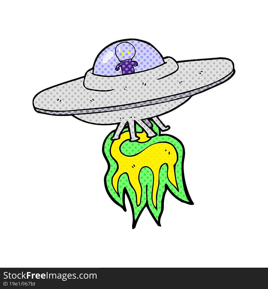 Cartoon Alien Flying Saucer