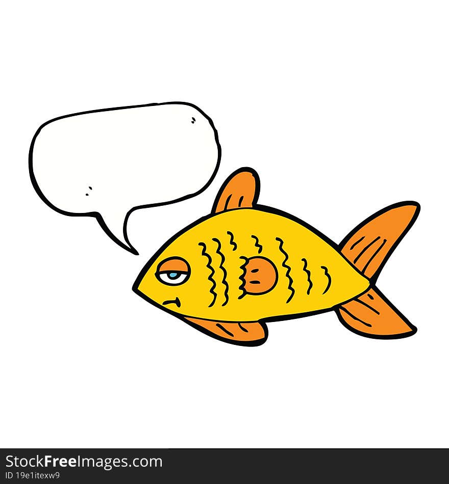 cartoon funny fish with speech bubble