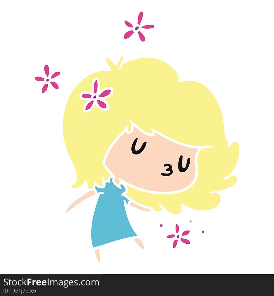 cartoon illustration of a cute kawaii girl. cartoon illustration of a cute kawaii girl