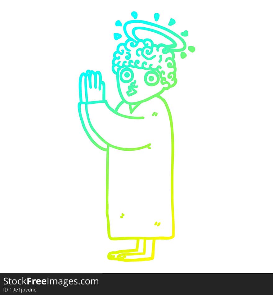 cold gradient line drawing of a cartoon angel