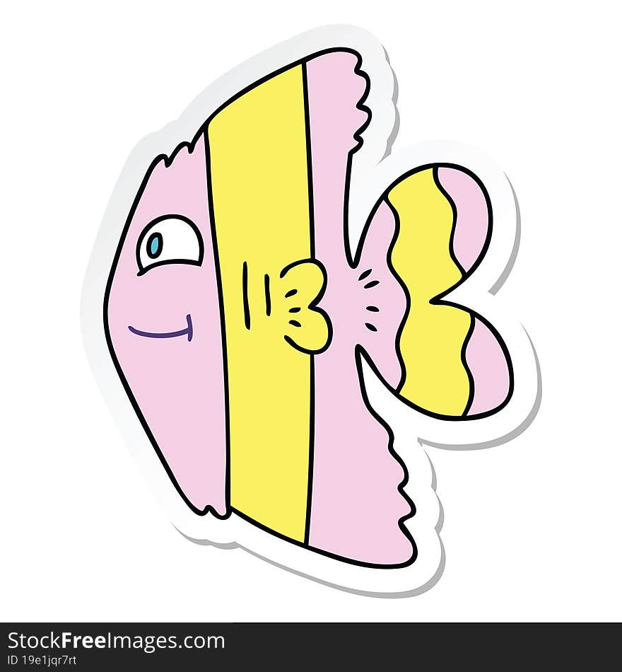 sticker of a quirky hand drawn cartoon fish