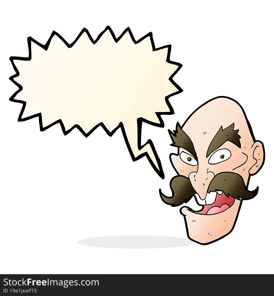 Cartoon Evil Old Man Face With Speech Bubble