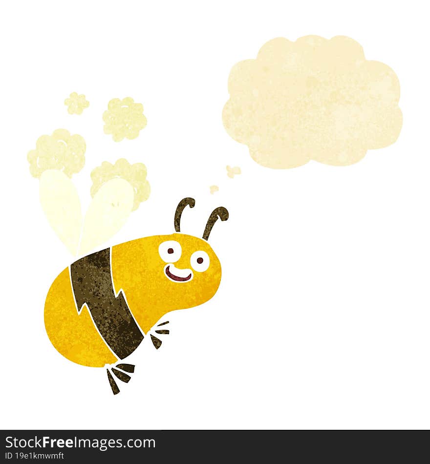 funny cartoon bee with thought bubble