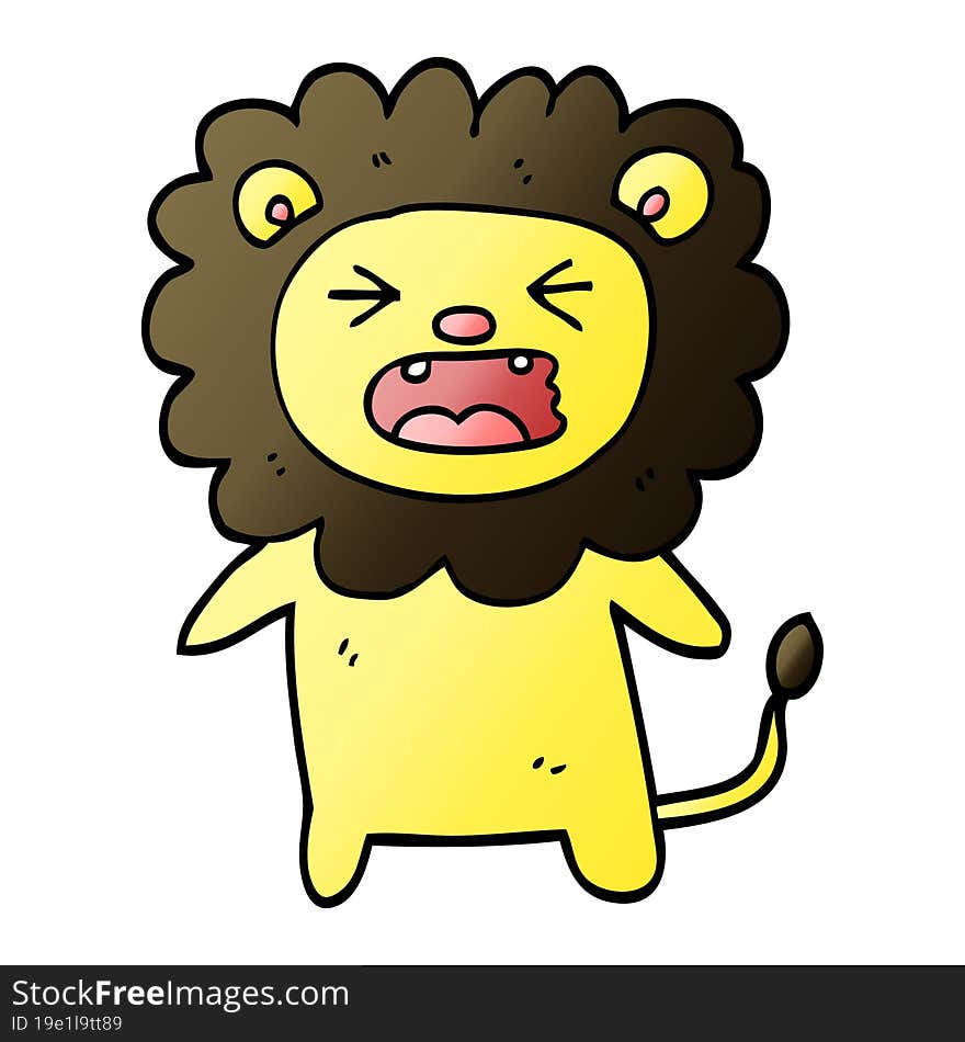 vector gradient illustration cartoon roaring lion