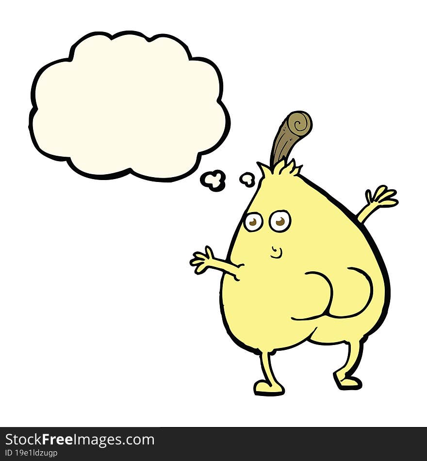 a nice pear cartoon with thought bubble