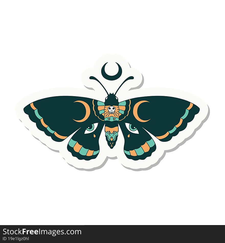 tattoo style sticker of a moth