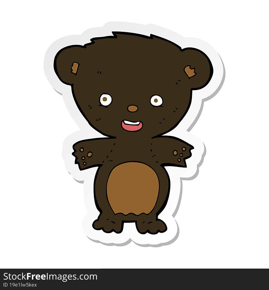 sticker of a cartoon black bear