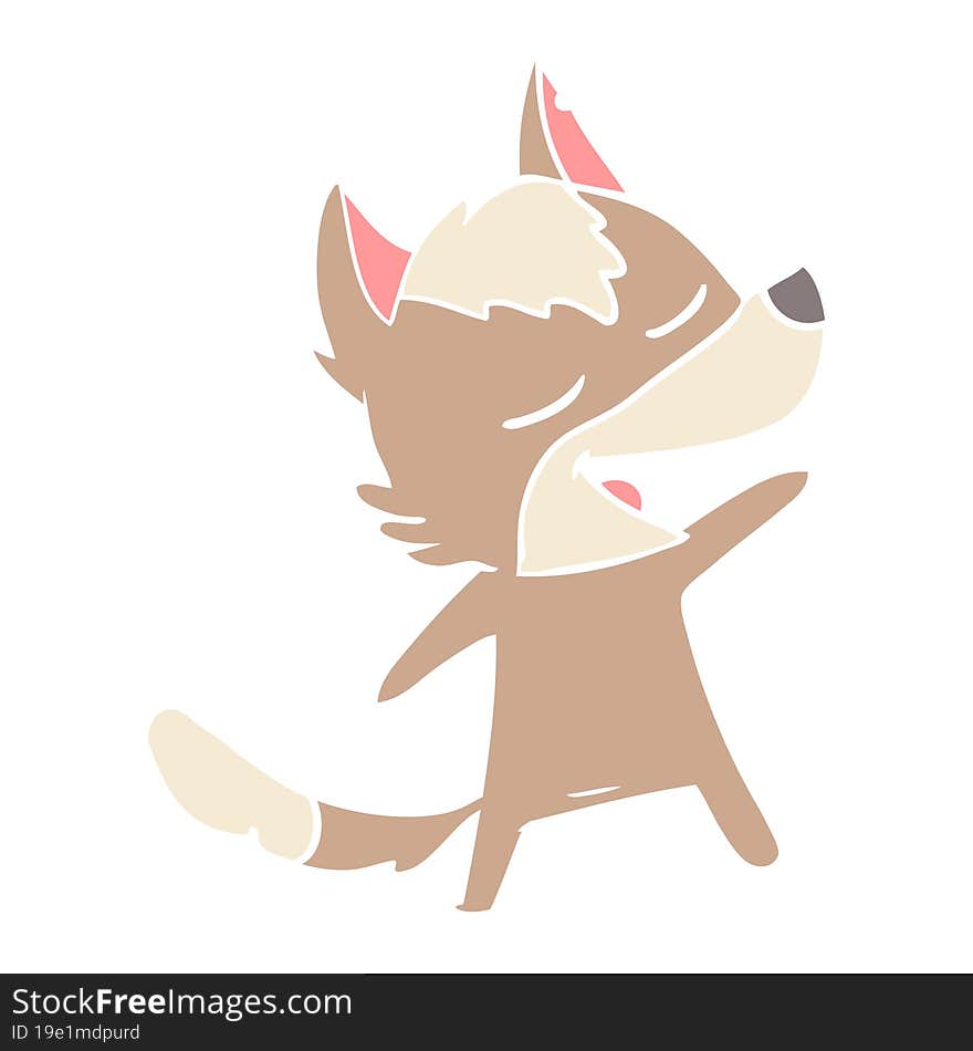 Flat Color Style Cartoon Wolf Laughing