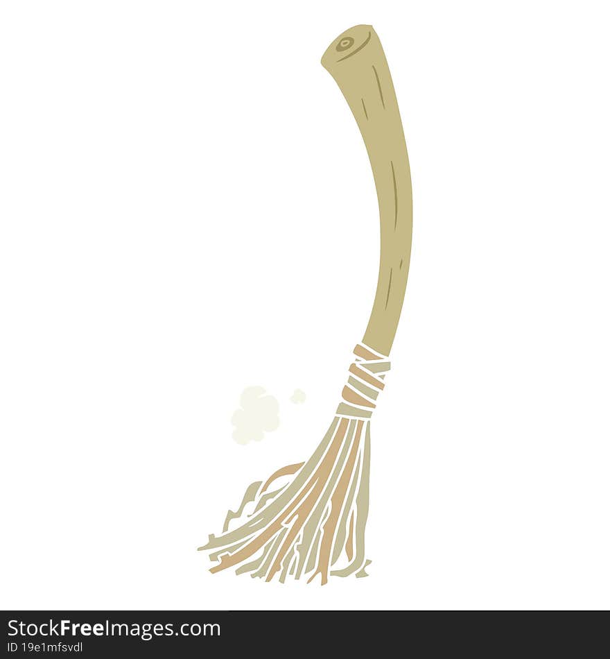 Flat Color Style Cartoon Halloween Witches Broom