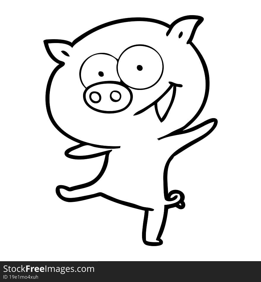 cheerful dancing pig cartoon. cheerful dancing pig cartoon