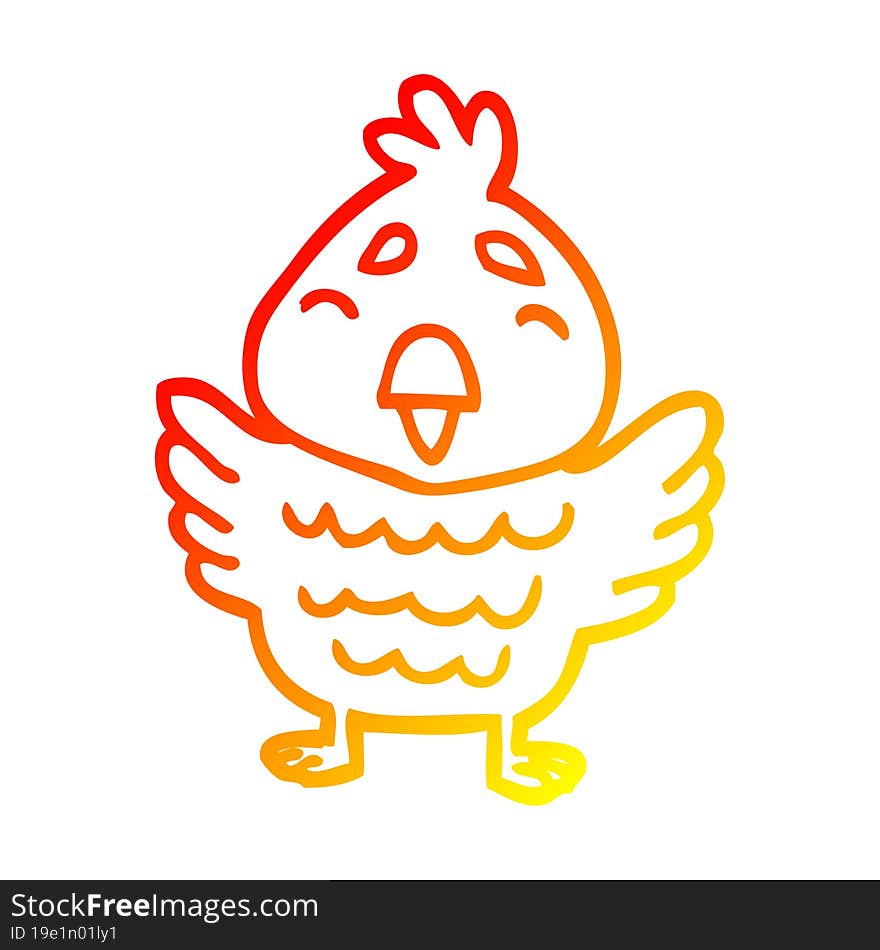 warm gradient line drawing cartoon red bird