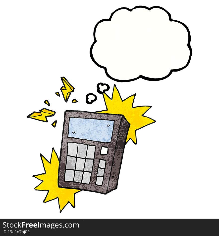 freehand drawn thought bubble textured cartoon calculator