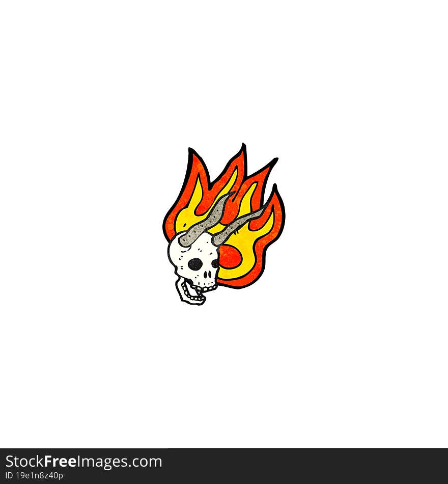 cartoon flaming skull