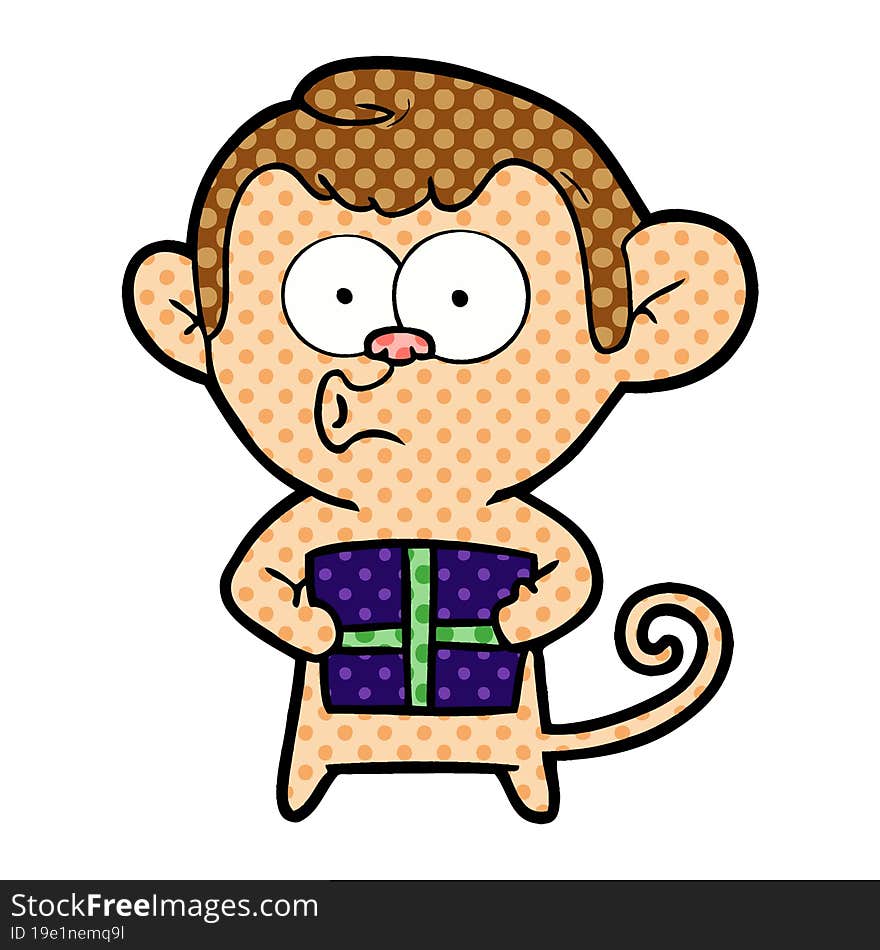 cartoon christmas monkey. cartoon christmas monkey