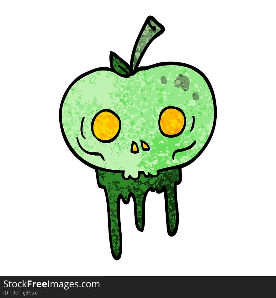 grunge textured illustration cartoon halloween apple