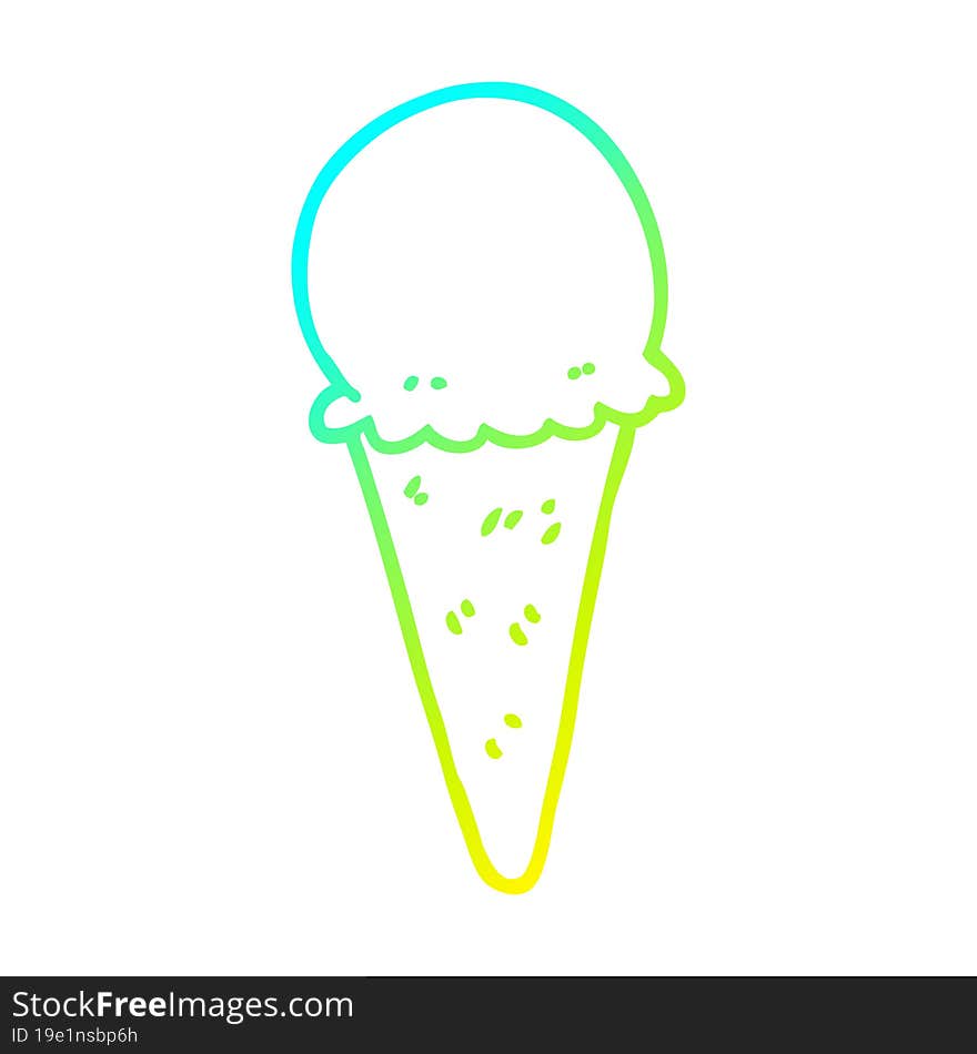 cold gradient line drawing cartoon ice cream