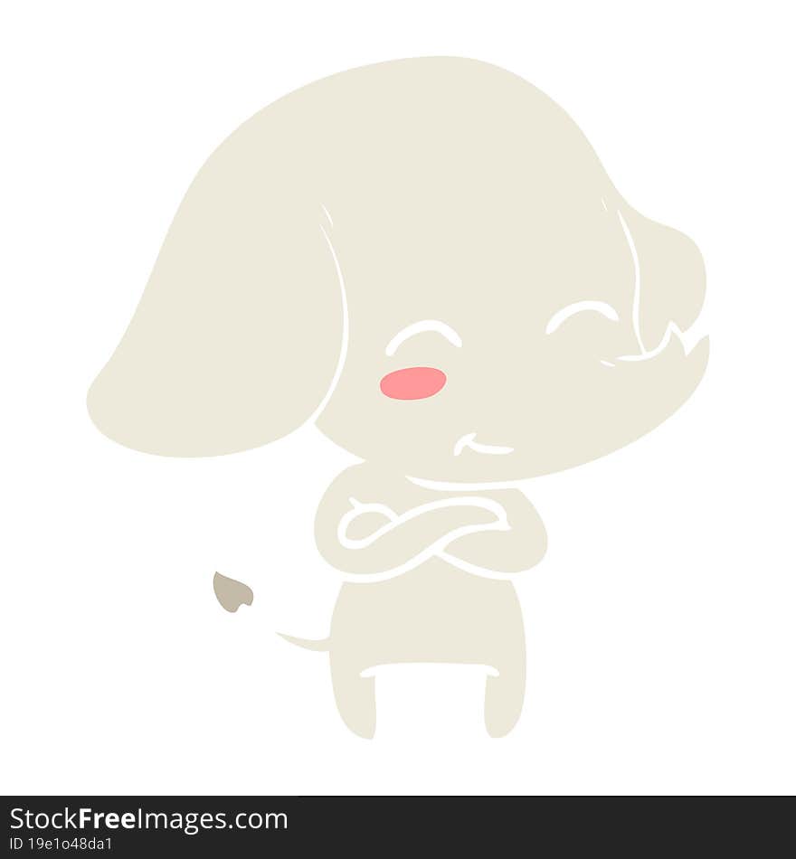 Cute Flat Color Style Cartoon Elephant