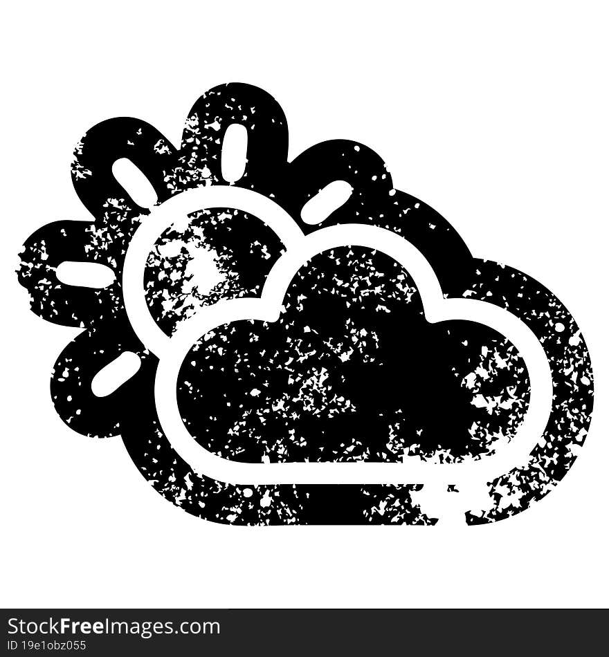 sun and cloud distressed icon symbol