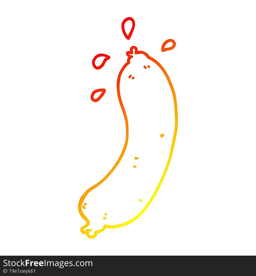 Warm Gradient Line Drawing Cartoon Sausage