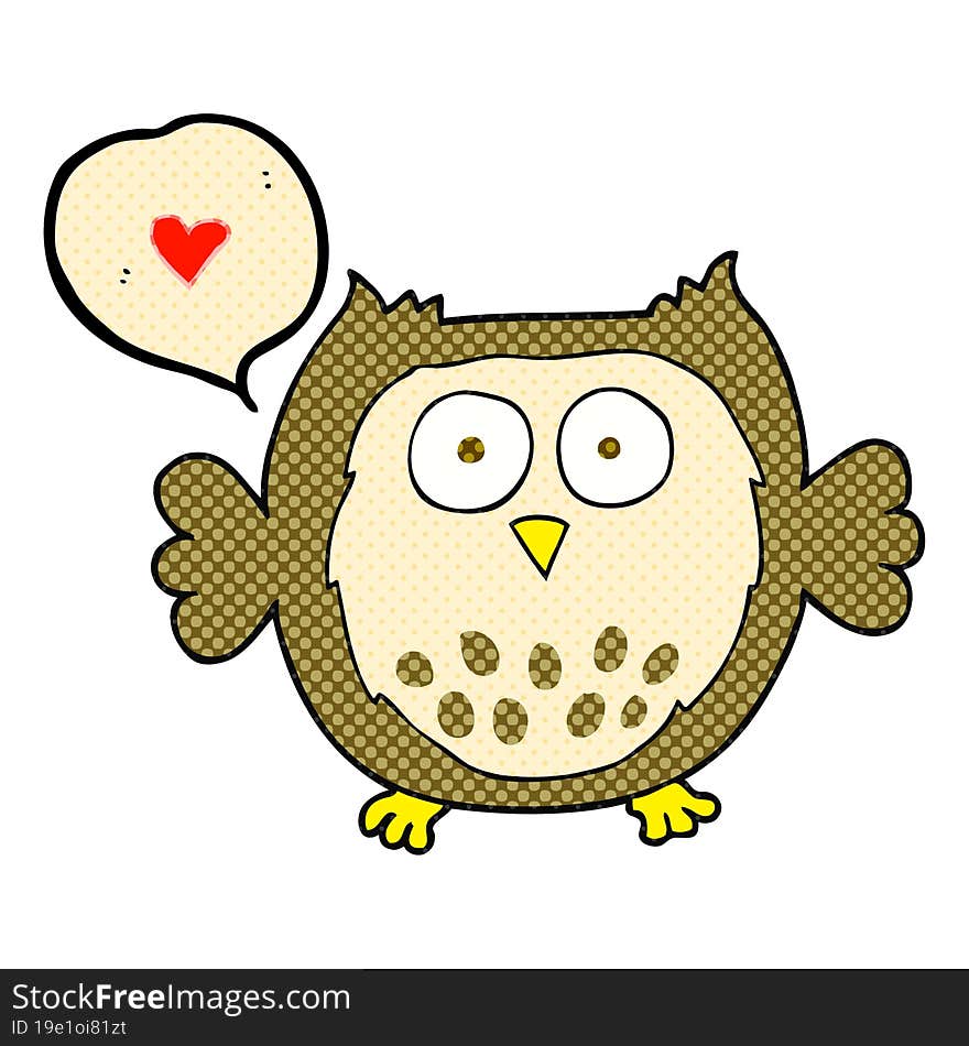 freehand drawn comic book speech bubble cartoon owl