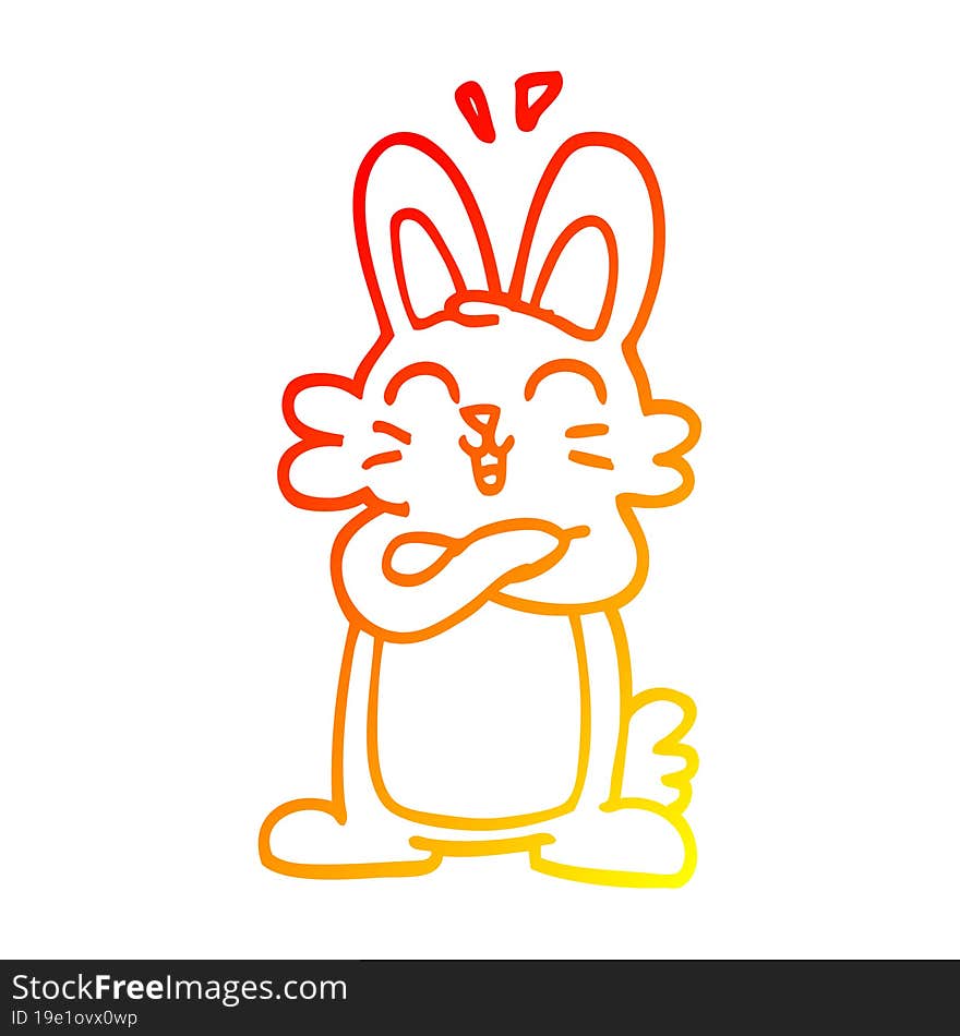 warm gradient line drawing cartoon cute bunny