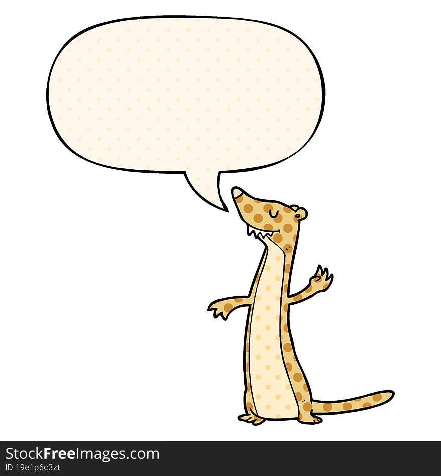 cartoon weasel and speech bubble in comic book style