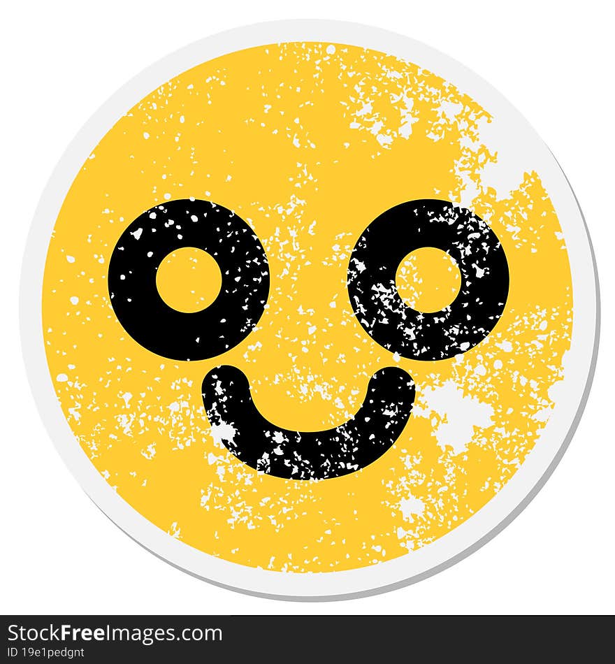 happy blank eye face circular sticker