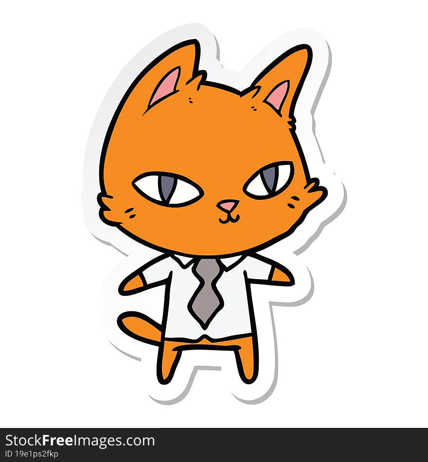 sticker of a cartoon cat in office clothes