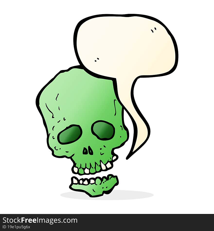 cartoon skull with speech bubble