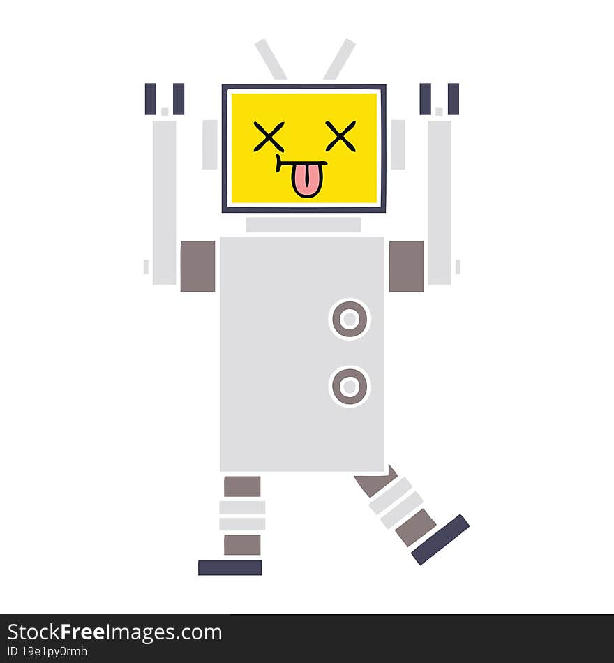 Flat Color Retro Cartoon Robot