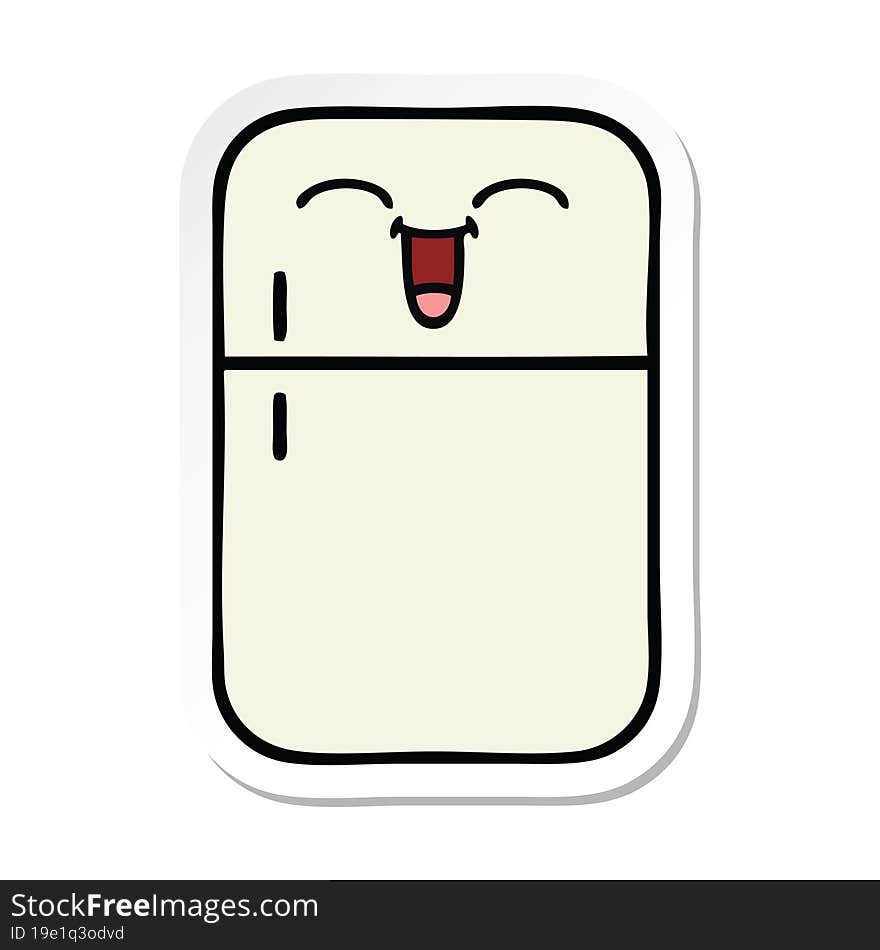 Sticker Of A Cute Cartoon Fridge Freezer