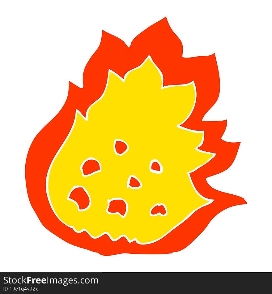 flat color illustration of a cartoon burning fire