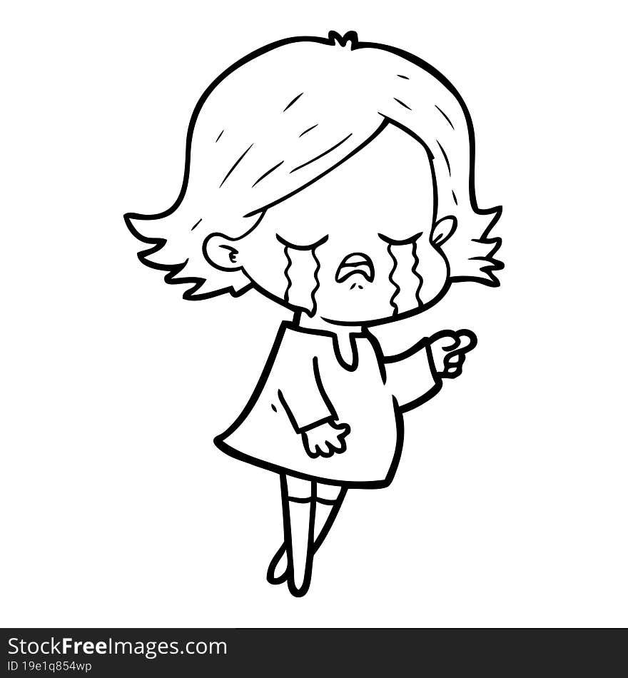 cartoon girl crying. cartoon girl crying