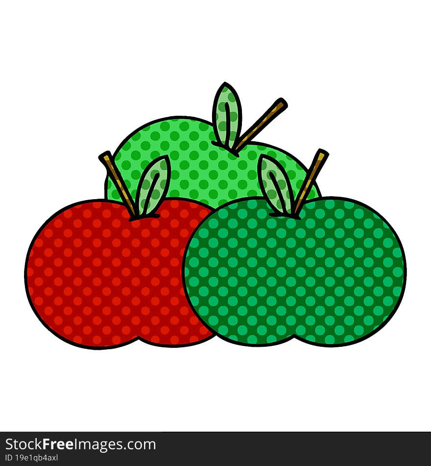 comic book style cartoon juicy apple