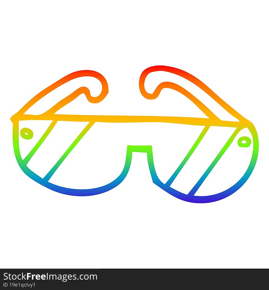 rainbow gradient line drawing cartoon safety glasses