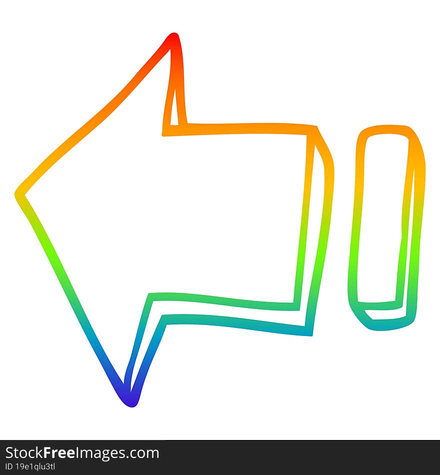 rainbow gradient line drawing cartoon pointing arrow