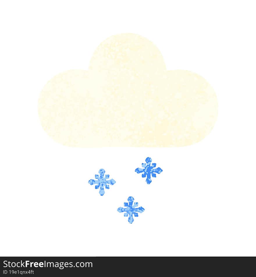 retro illustration style cartoon snow cloud