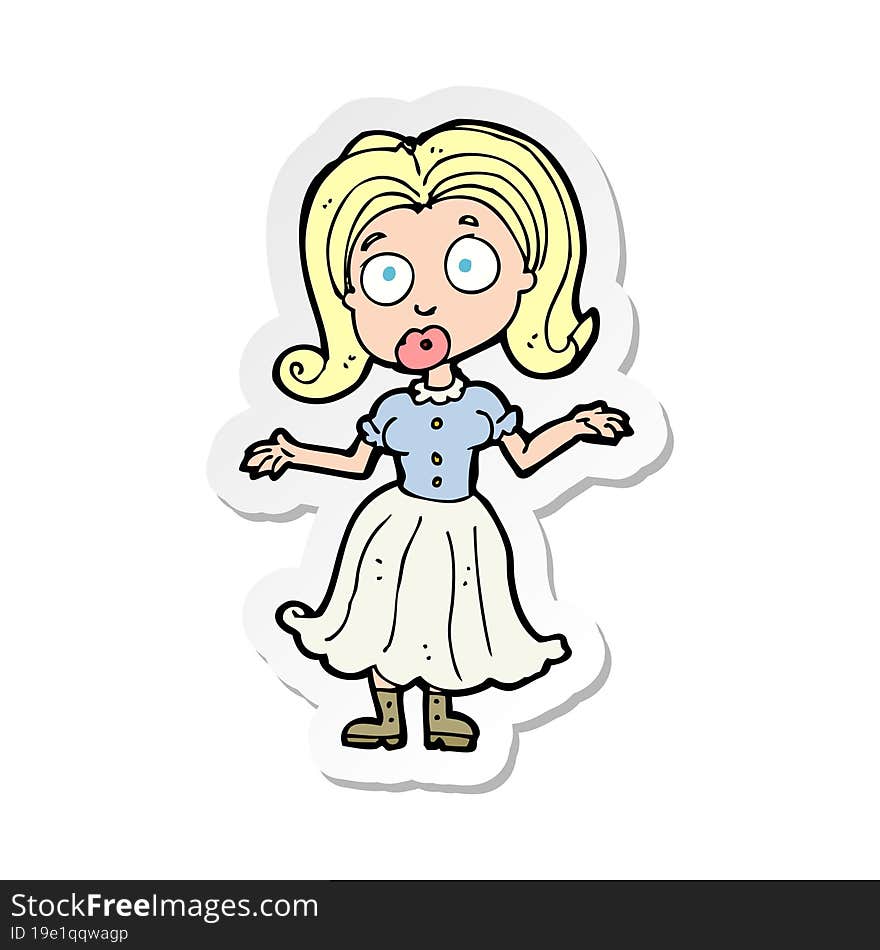 sticker of a cartoon confused girl