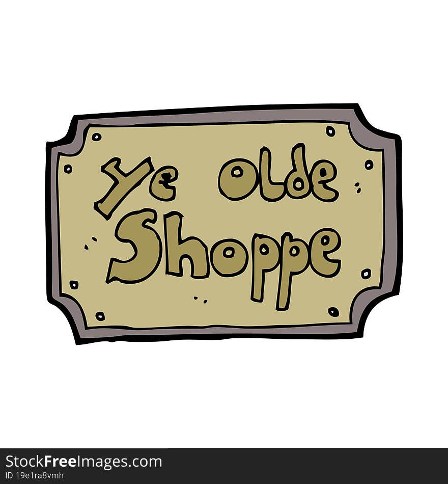 cartoon old fake shop sign