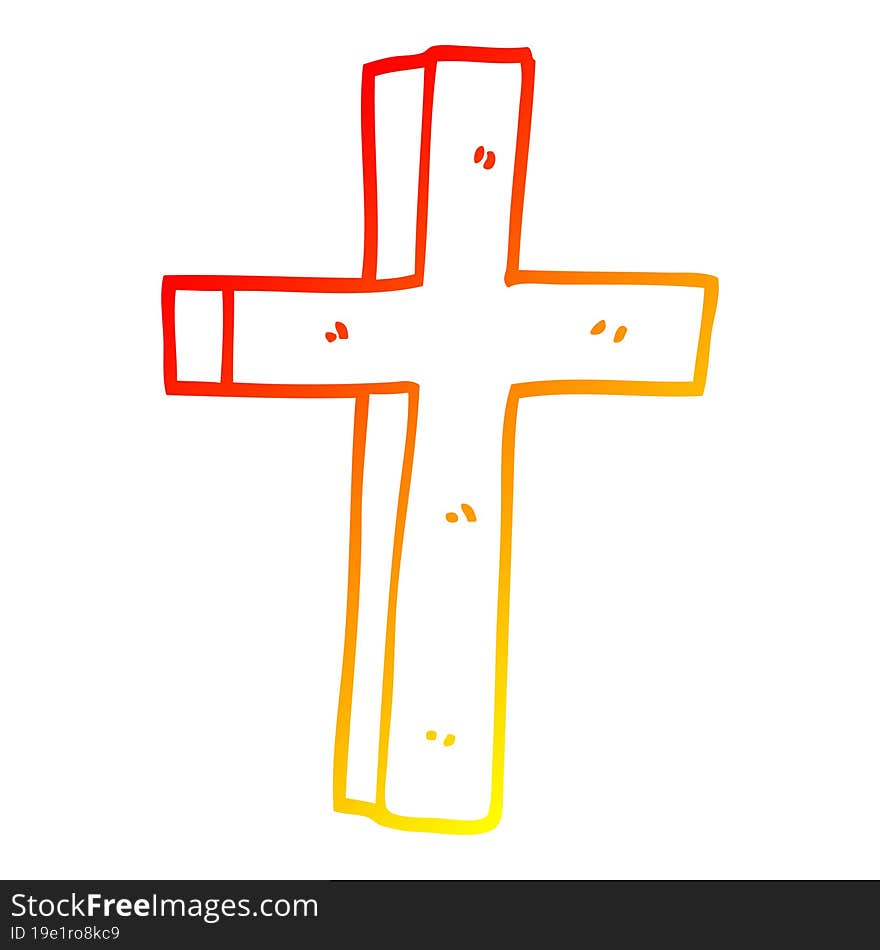 Warm Gradient Line Drawing Cartoon Wooden Cross