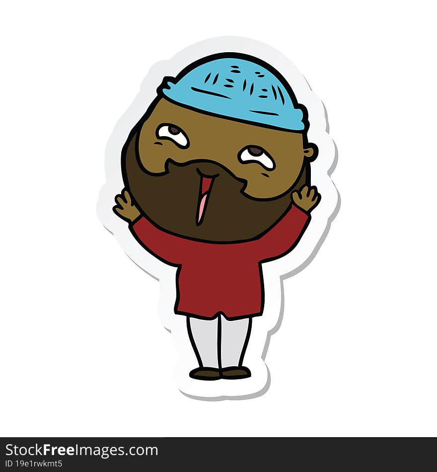 sticker of a cartoon happy bearded man