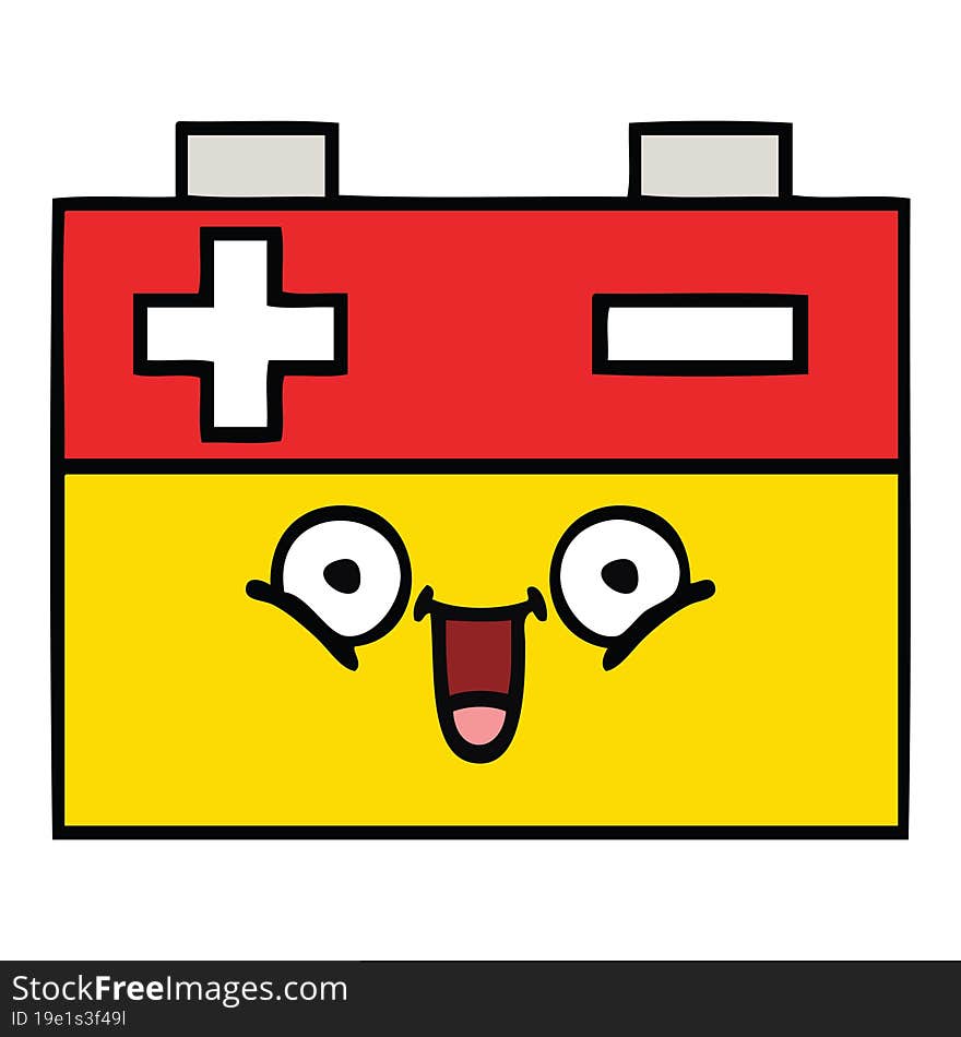 cute cartoon of a car battery. cute cartoon of a car battery