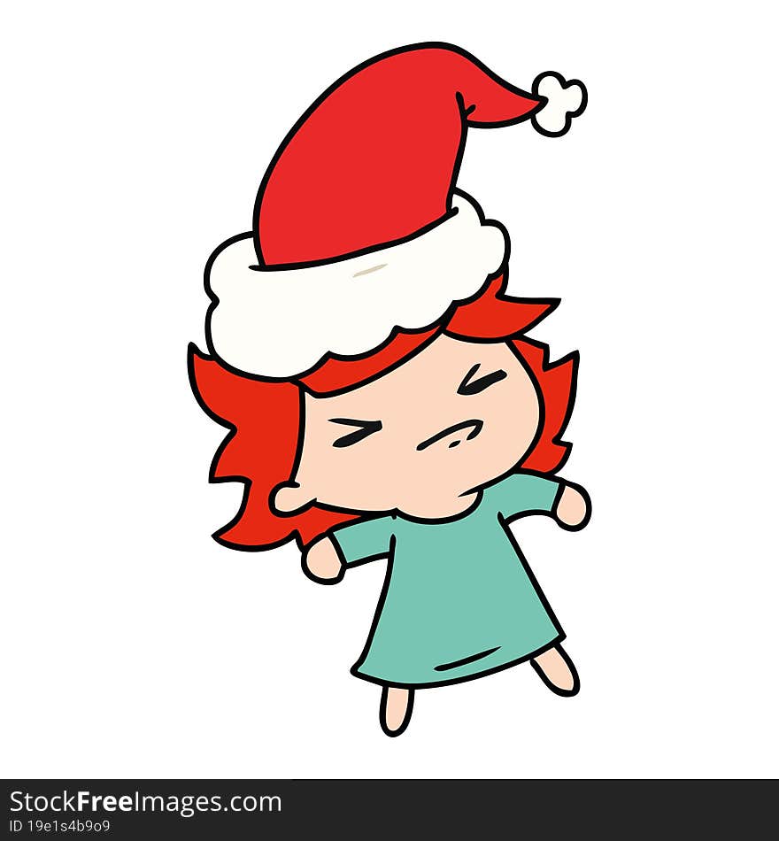 hand drawn christmas cartoon of kawaii girl