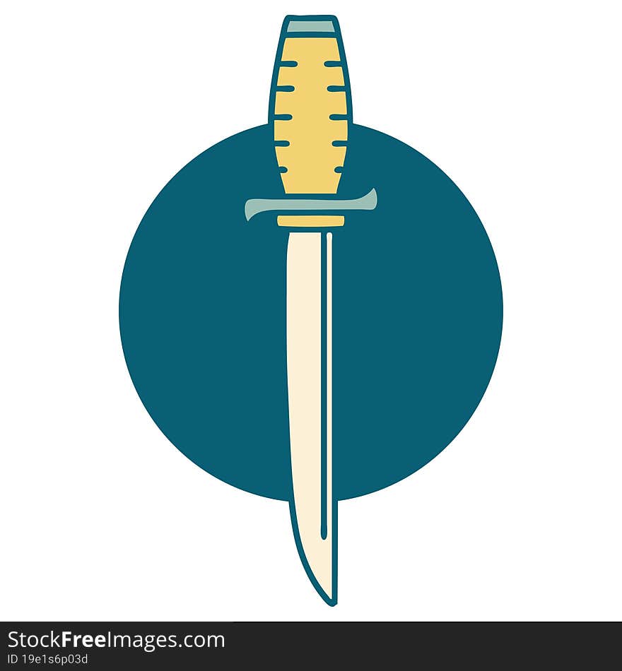 iconic tattoo style image of a dagger. iconic tattoo style image of a dagger