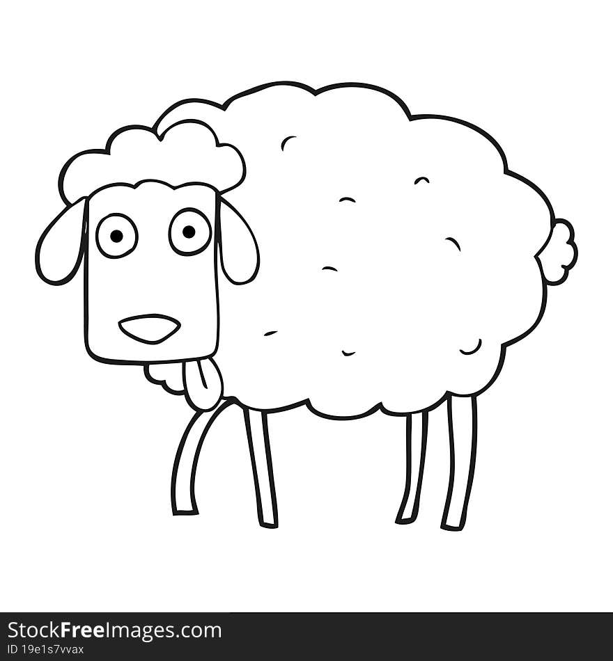 Black And White Cartoon Sheep