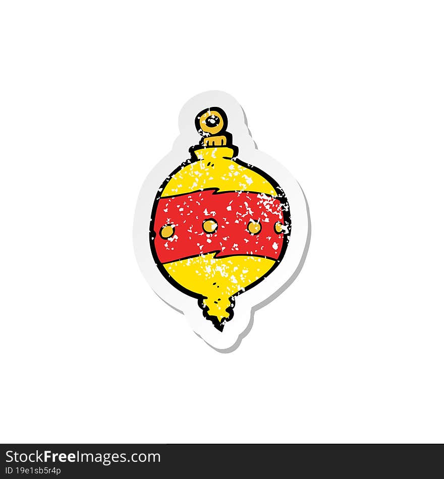 retro distressed sticker of a cartoon christmas decoration