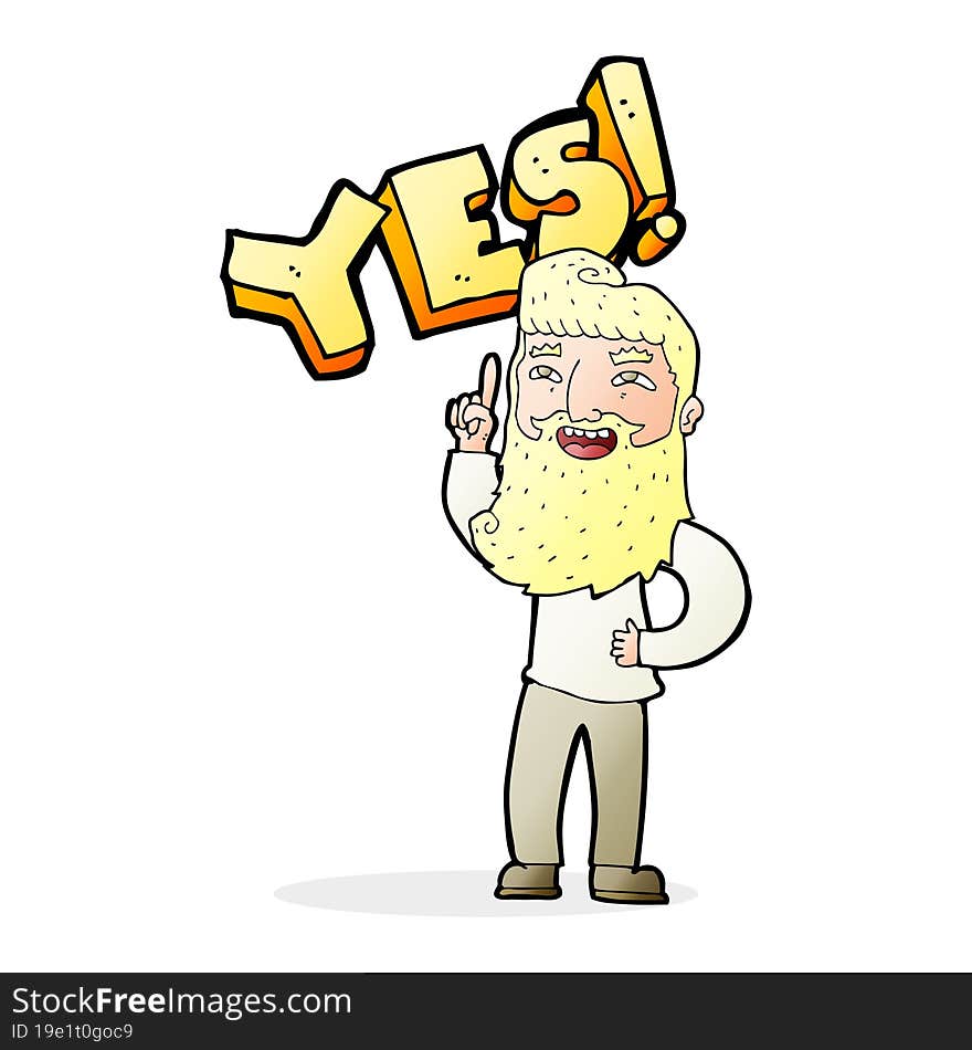 cartoon man shouting YES