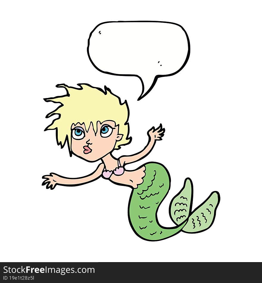 cartoon mermaid with speech bubble