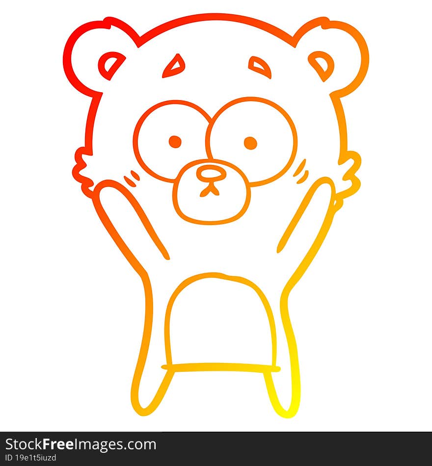 warm gradient line drawing worried bear cartoon